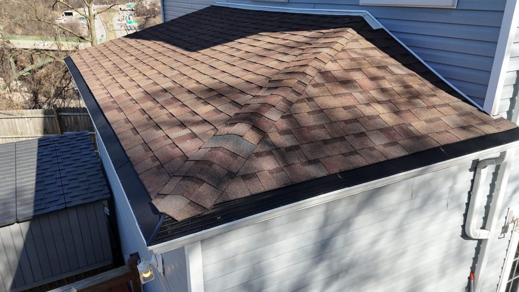 Close up of gutters with gutter guard installed