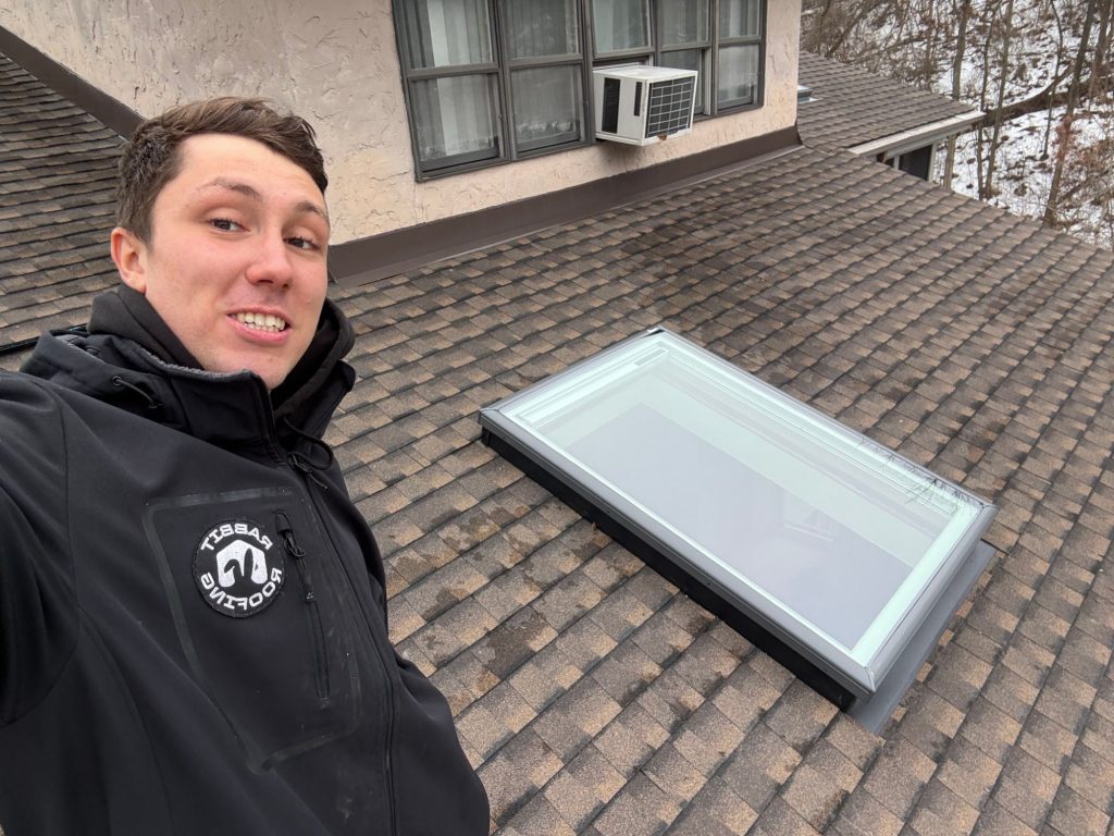 New skylight installed on a roof